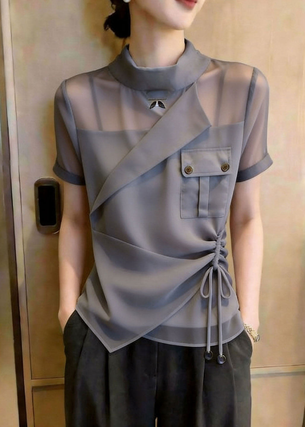Damblus med asymmetrisk design och dragsko 4