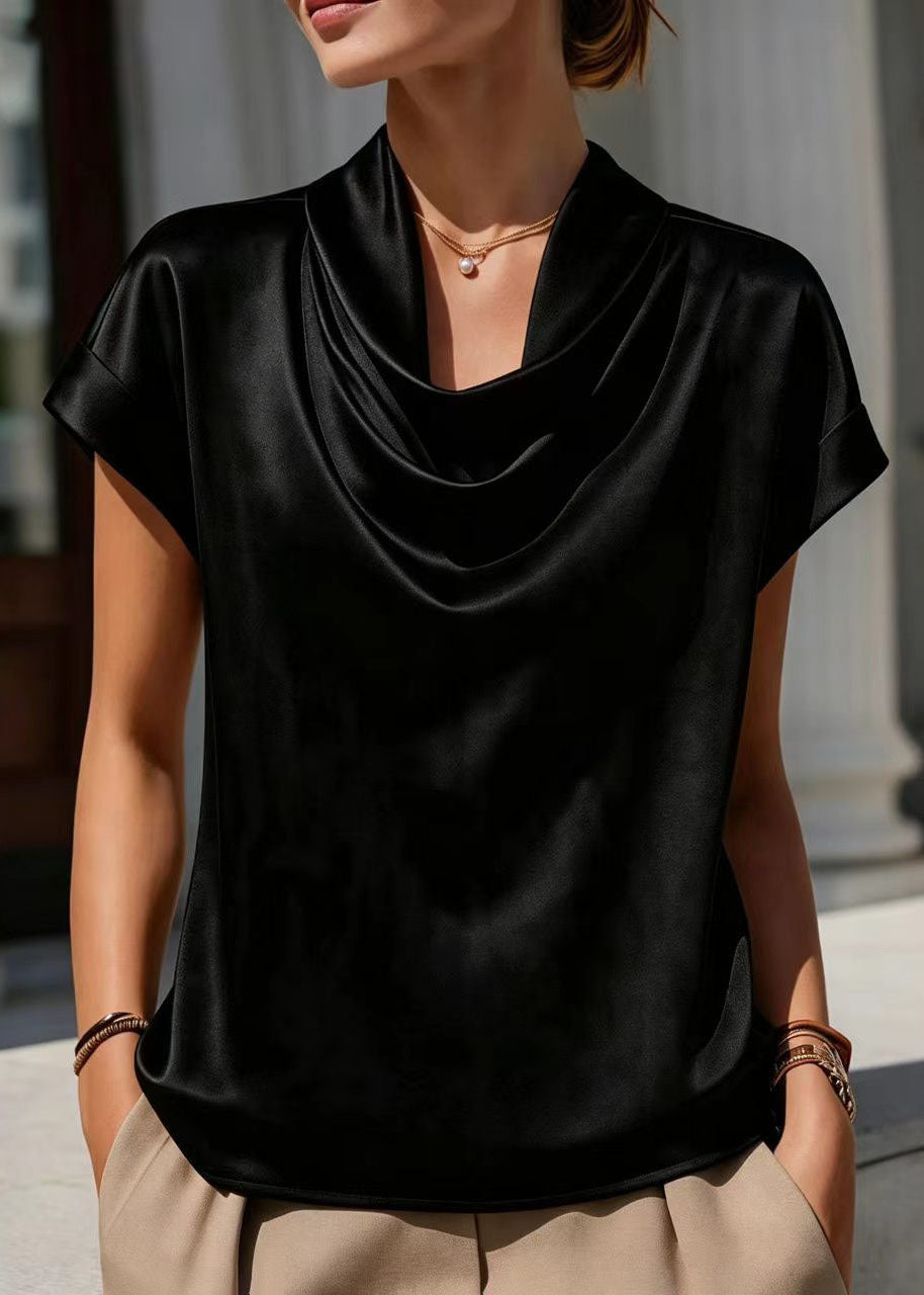 Damblus med cowl-hals och drapering kort ärm 1