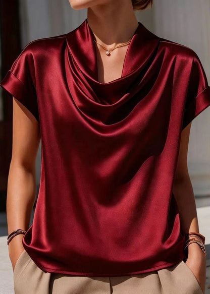 Damblus med cowl-hals och drapering kort ärm 3