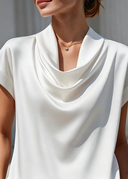Damblus med cowl-hals och drapering kort ärm 4