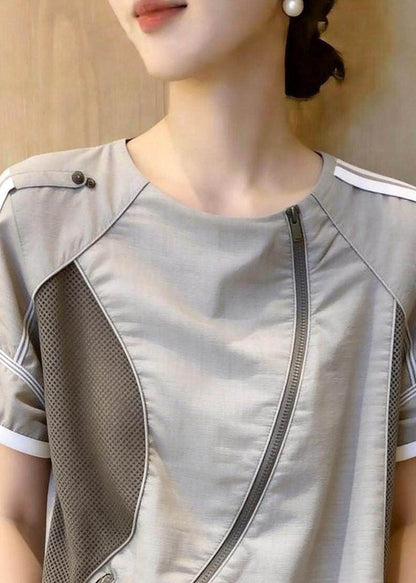 Damblus med o-ringad hals och patchworkdesign 1