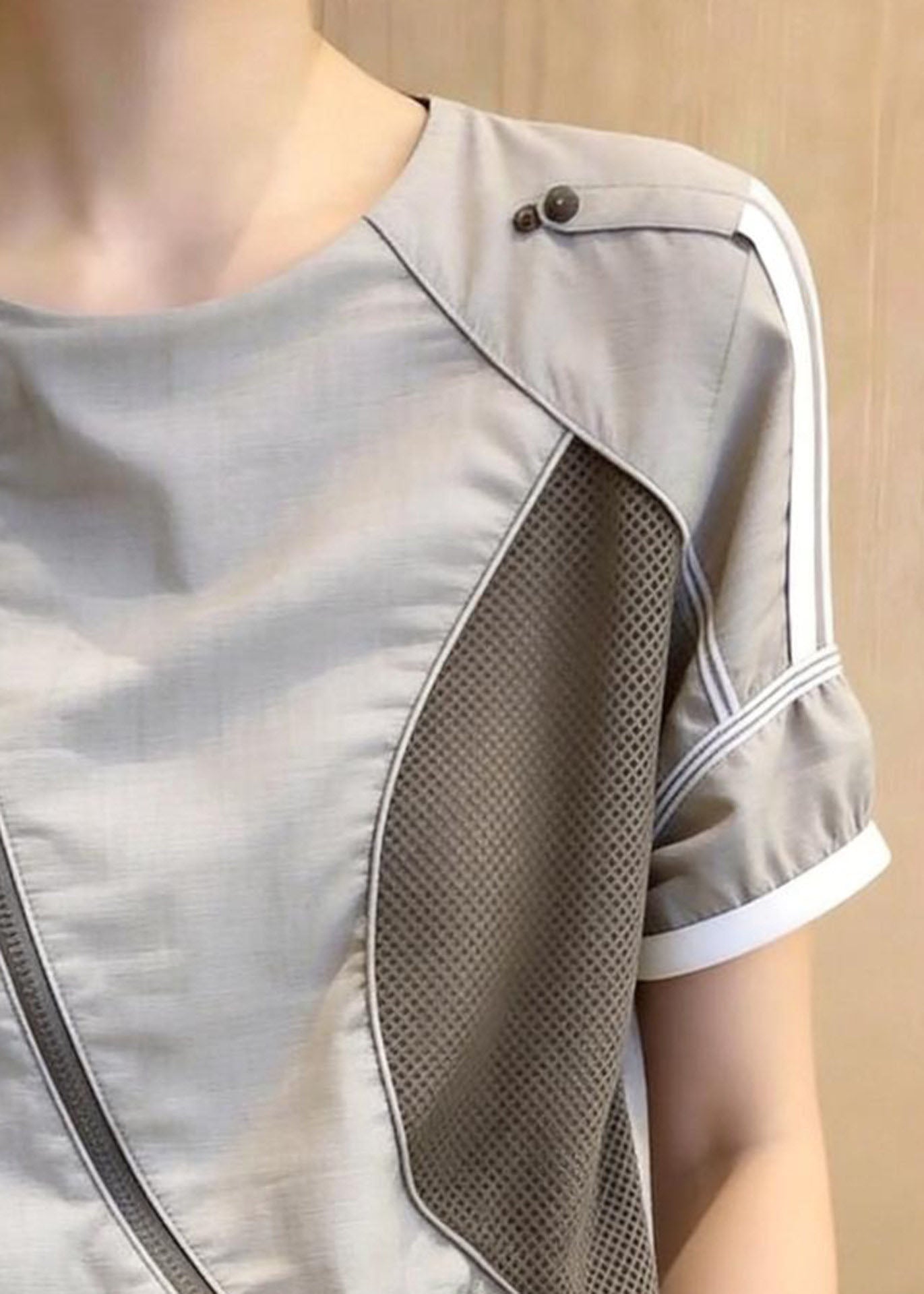 Damblus med o-ringad hals och patchworkdesign 3
