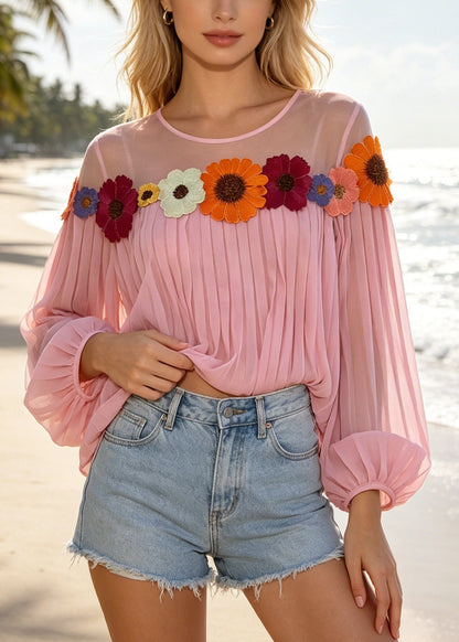 Damblus med patchwork och chiffong i sommarstil 4