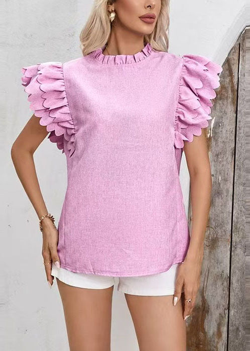 Damblus med volang och butterfly-ärm modern design 0