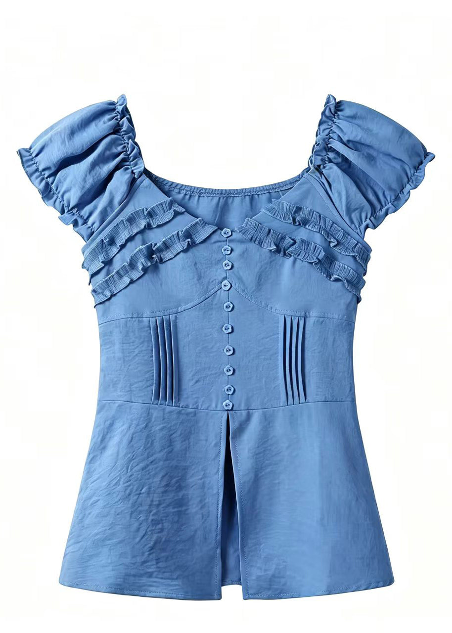 Damblus med volang och öppen sida sommarstil 4