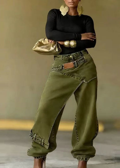 Dambyxor Asymmetrisk Patchwork Denim 3