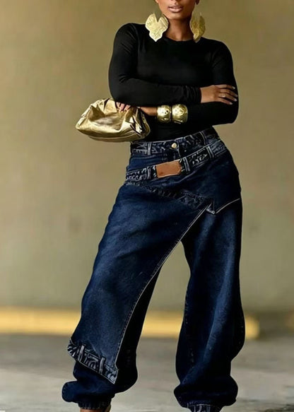 Dambyxor Asymmetrisk Patchwork Denim 4