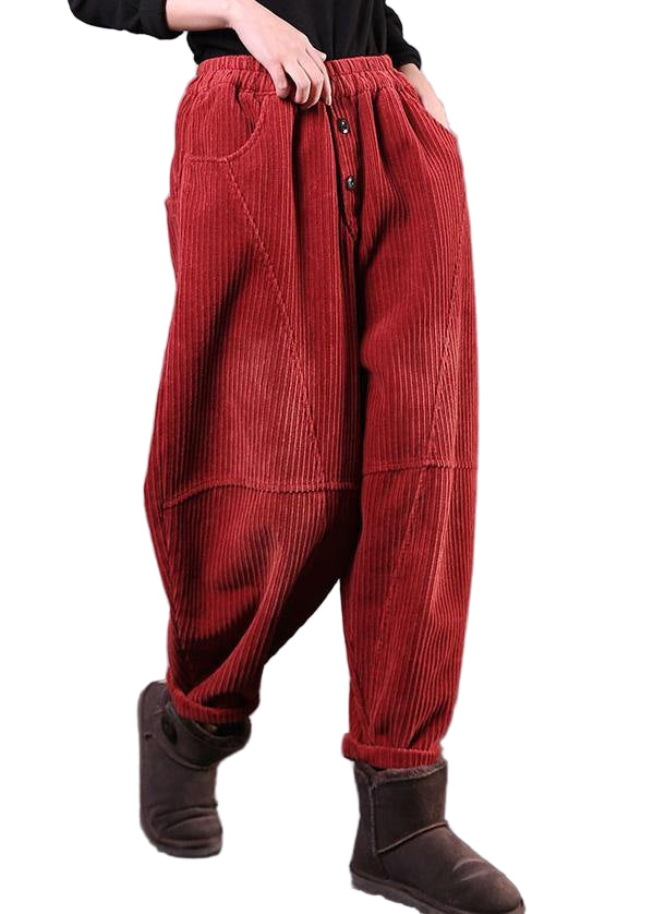 Dambyxor i Röd Corduroy Oversize 0