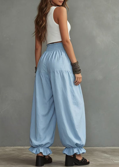 Dambyxor med volangdetaljer och elastisk midja casual stil 3