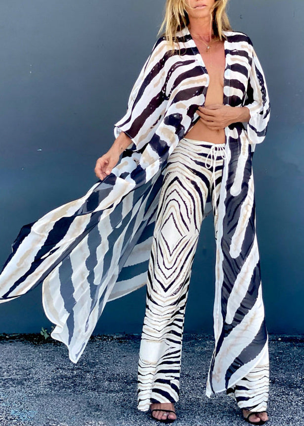 Damcardigan med Asymmetrisk Design och Zebramönster 2