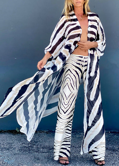 Damcardigan med Asymmetrisk Design och Zebramönster 2