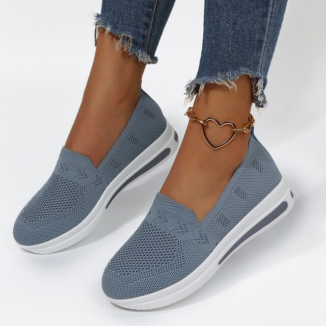 Damen Sneakers Bred Tå Andningsbart Syntetiskt Material 2