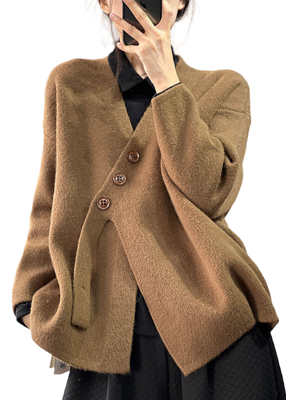 Damens Asymmetriska Stickade Pullover i Cashmere 0