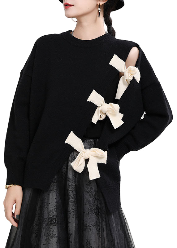 Damens Asymmetriska Tröja med Patchwork Design 0