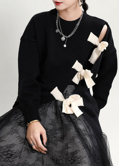Damens Asymmetriska Tröja med Patchwork Design 1