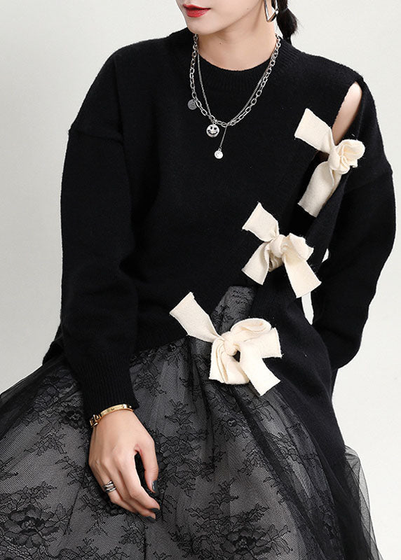 Damens Asymmetriska Tröja med Patchwork Design 1