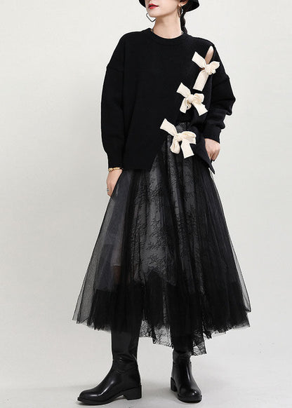Damens Asymmetriska Tröja med Patchwork Design 2