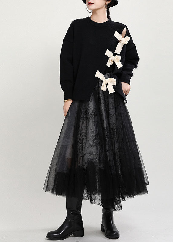 Damens Asymmetriska Tröja med Patchwork Design 2