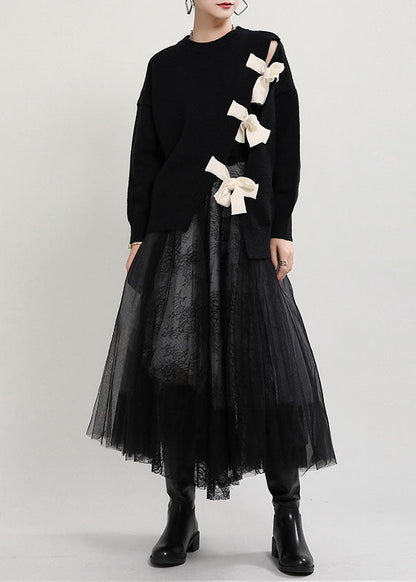 Damens Asymmetriska Tröja med Patchwork Design 3