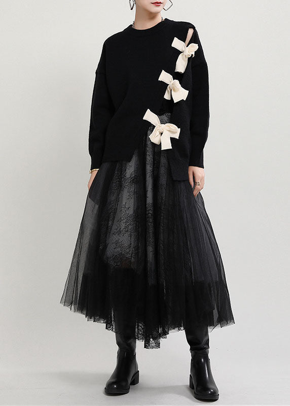 Damens Asymmetriska Tröja med Patchwork Design 3