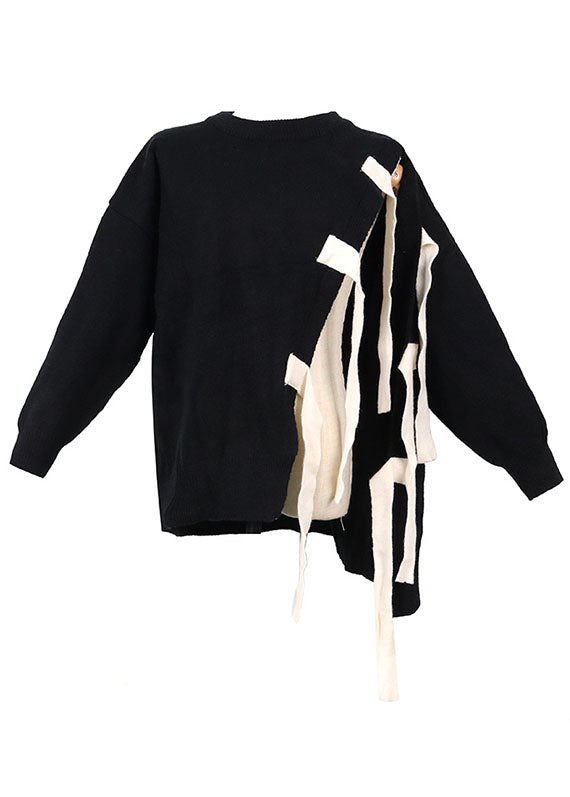 Damens Asymmetriska Tröja med Patchwork Design 4