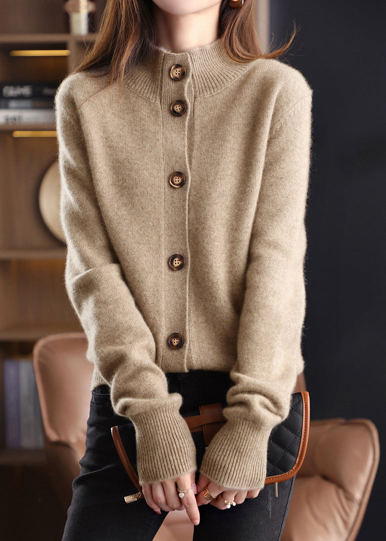 Damens Cardigan i Ull med Ståkrage och Långa Ärmar 3