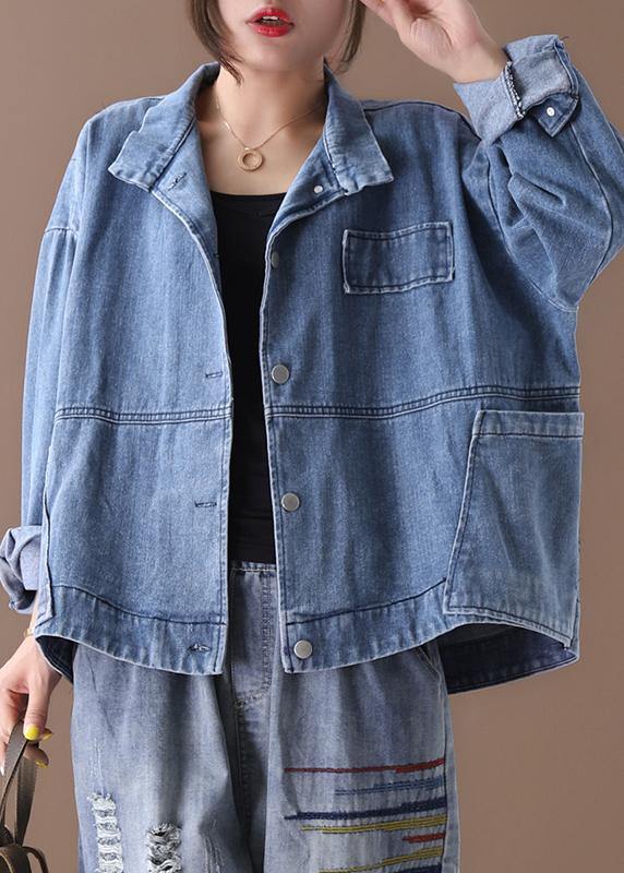 Damens Casual Denimjacka med Ståkrage 1