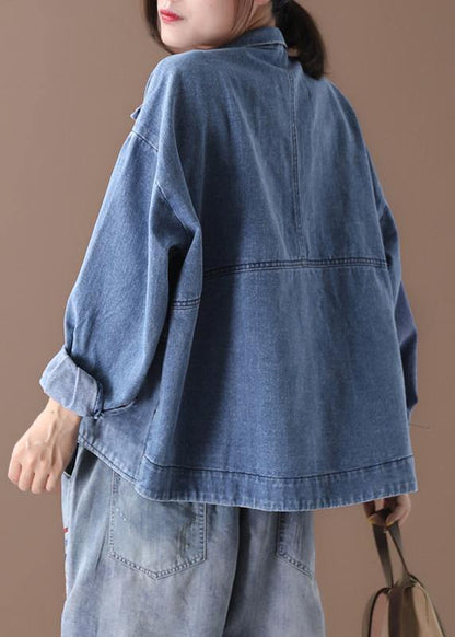 Damens Casual Denimjacka med Ståkrage 2