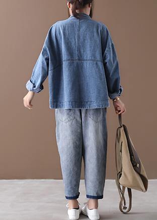 Damens Casual Denimjacka med Ståkrage 3