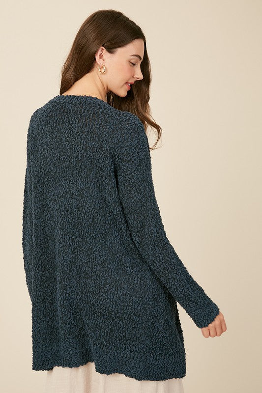 Damens Chunky Öppen Cardigan i Mjuk Grön 2