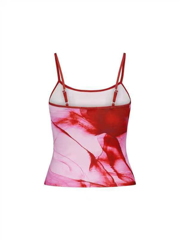 Damens Crop Top Blommig Tryck Rygglös Spagettiband 2