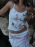 Damens Crop Top Blommig Tryck Rygglös Spagettiband 6