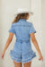 Damens Denim Romper Med Knappar och Fransad Kant 3
