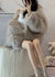 Damens Fuzzy Fur Jacka med Huva och Patchwork 4