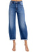 Damens Högmidjade Crop Mild Barrel Jeans Denim 0