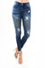 Damens Högmidjade Skinny Jeans Moto Denim 1