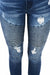Damens Högmidjade Skinny Jeans Moto Denim 4