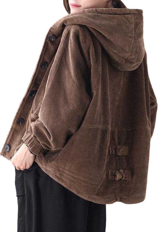 Damens Hooded Corduroy Vinterjacka 0