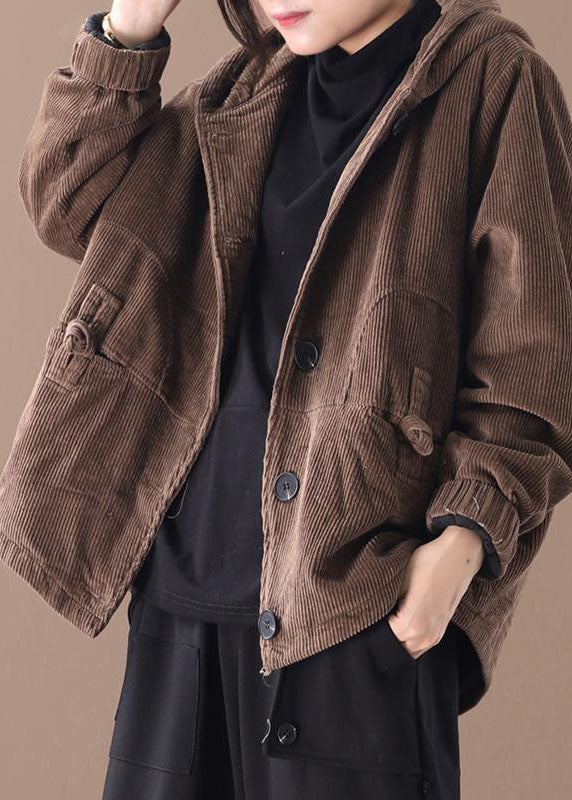 Damens Hooded Corduroy Vinterjacka 1