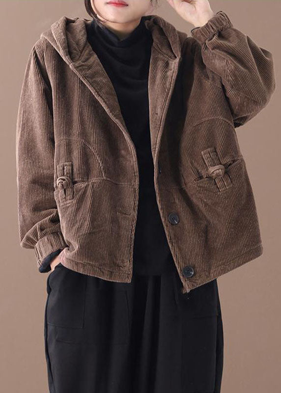 Damens Hooded Corduroy Vinterjacka 2