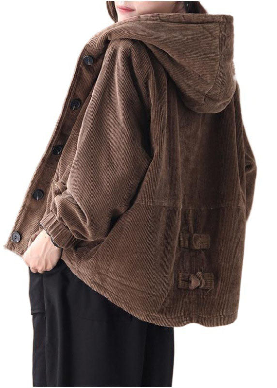 Damens Hooded Corduroy Vinterjacka 3