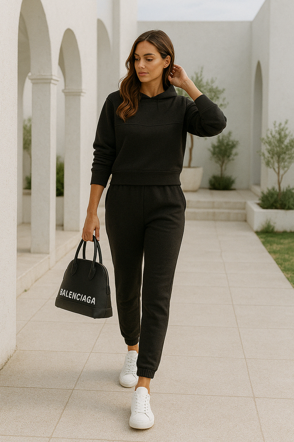 Damens Joggingpak Oversized Hoodie Mjuk Blandning av Tyg Tapered Byxor 2