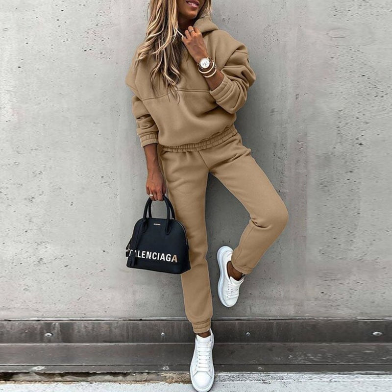 Damens Joggingpak Oversized Hoodie Mjuk Blandning av Tyg Tapered Byxor 4