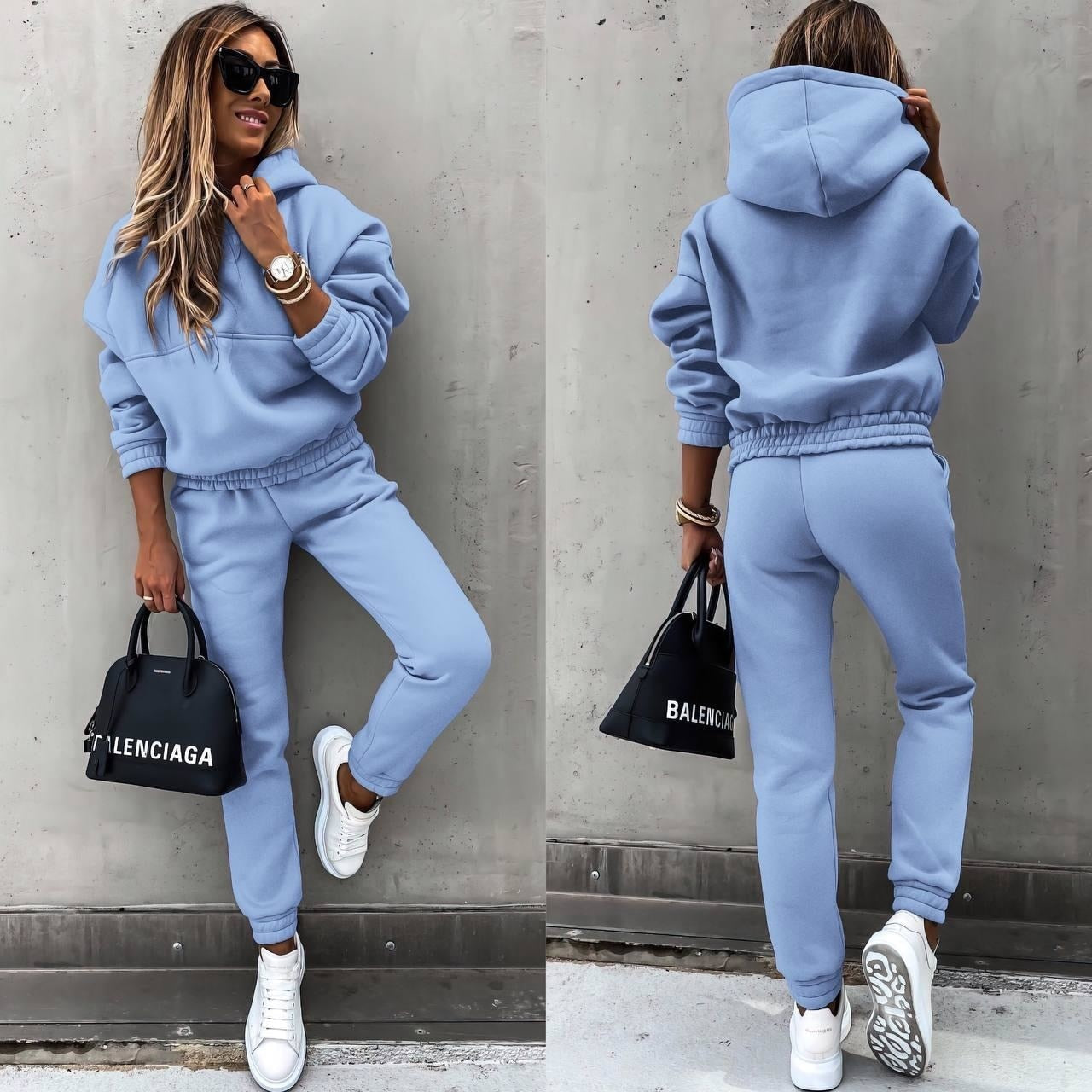 Damens Joggingpak Oversized Hoodie Mjuk Blandning av Tyg Tapered Byxor 6
