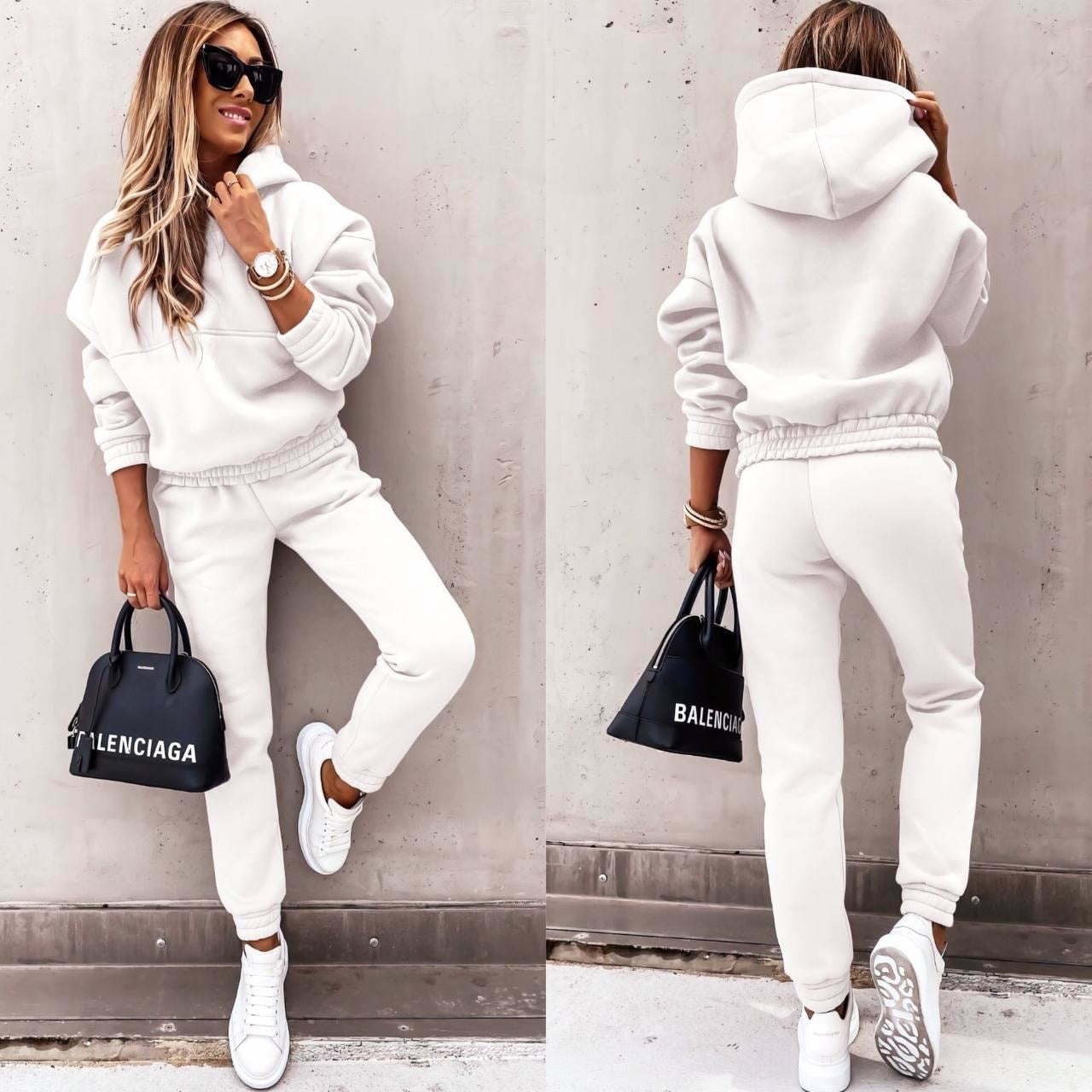 Damens Joggingpak Oversized Hoodie Mjuk Blandning av Tyg Tapered Byxor 8
