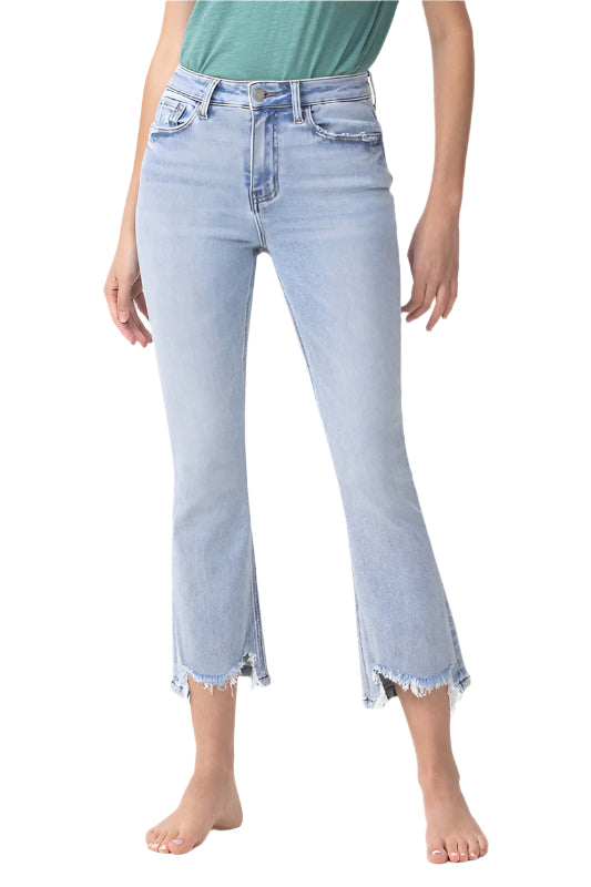 Damens Kick Flare Jeans Hög Midja Ljus Denim 0