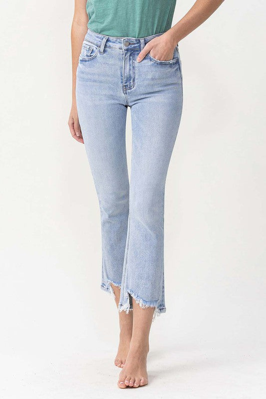 Damens Kick Flare Jeans Hög Midja Ljus Denim 1