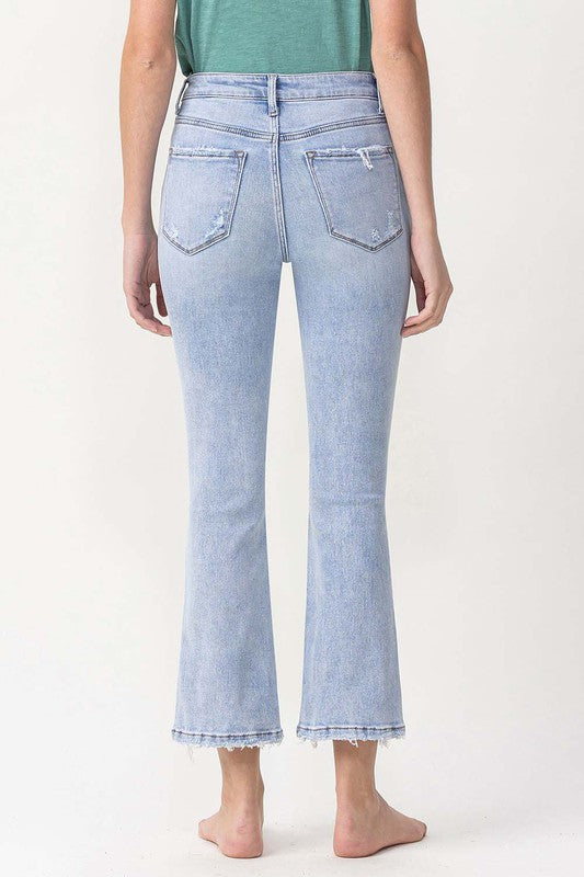 Damens Kick Flare Jeans Hög Midja Ljus Denim 4