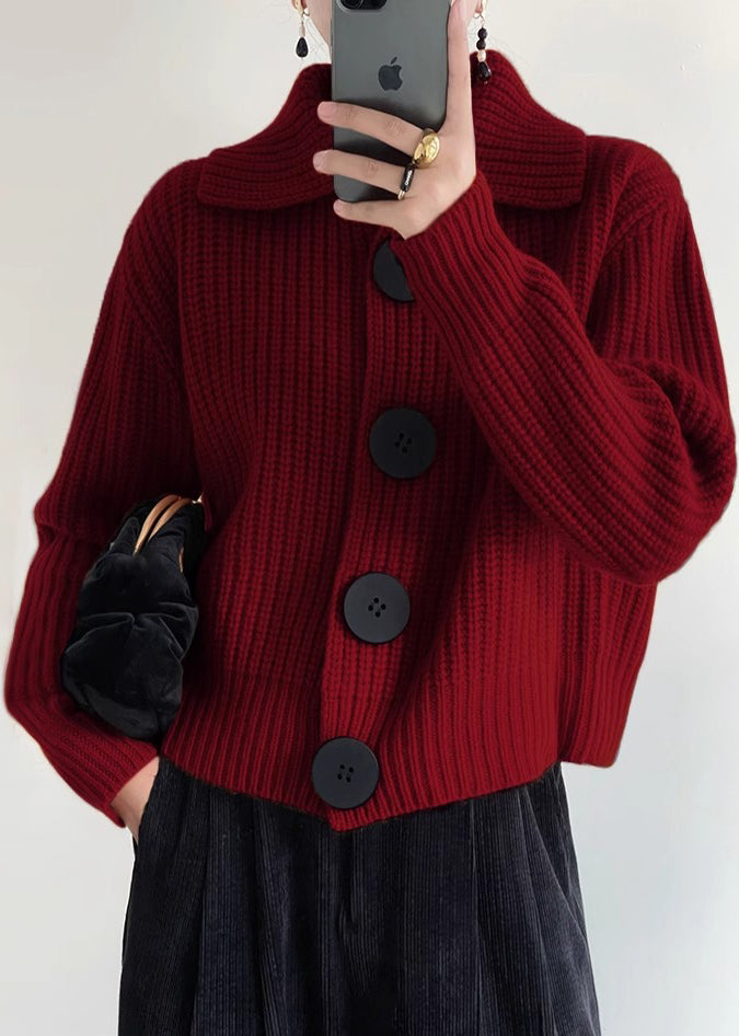 Damens Knitted Cardigan med Peter Pan Krage 1