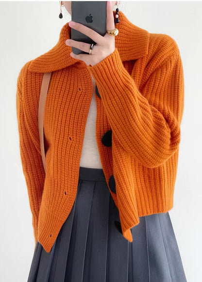 Damens Knitted Cardigan med Peter Pan Krage 2